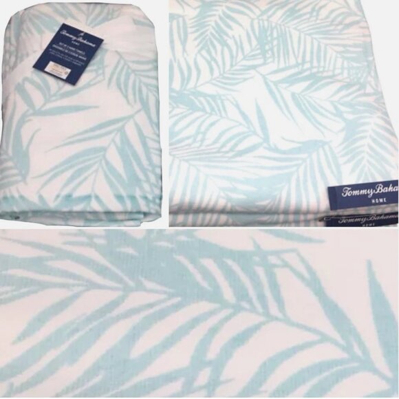 4pc TOMMY BAHAMA Aqua Palm Day Flatweave Fronds Bath Hand Towel Set Tropical NEW